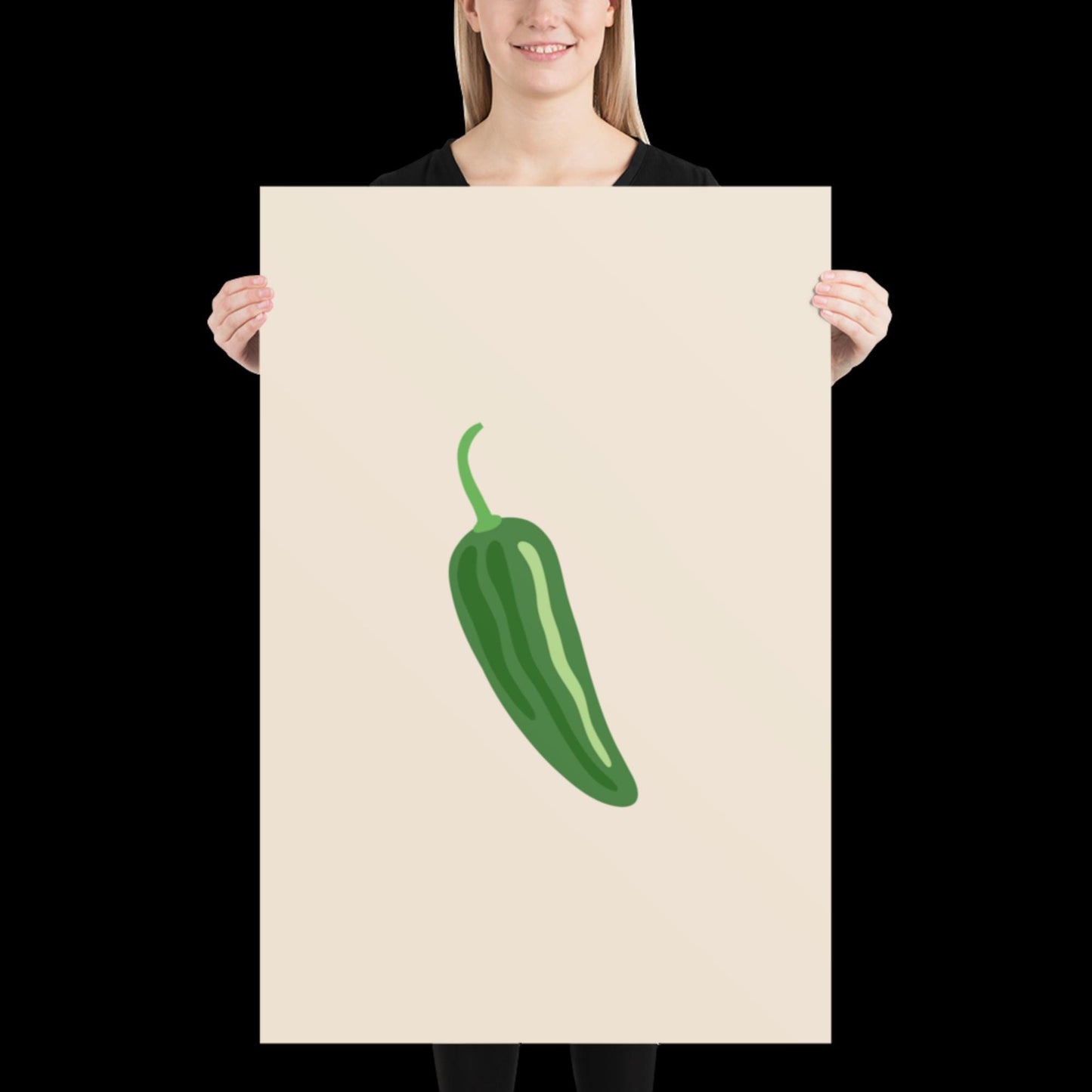 Jalapeno Chilli Pepper Spicy Margarita Beige Wall Print | Bar Cart Art | Cocktail Poster | Bold Prints | A1 A2 Physical Print | Kitchen Art