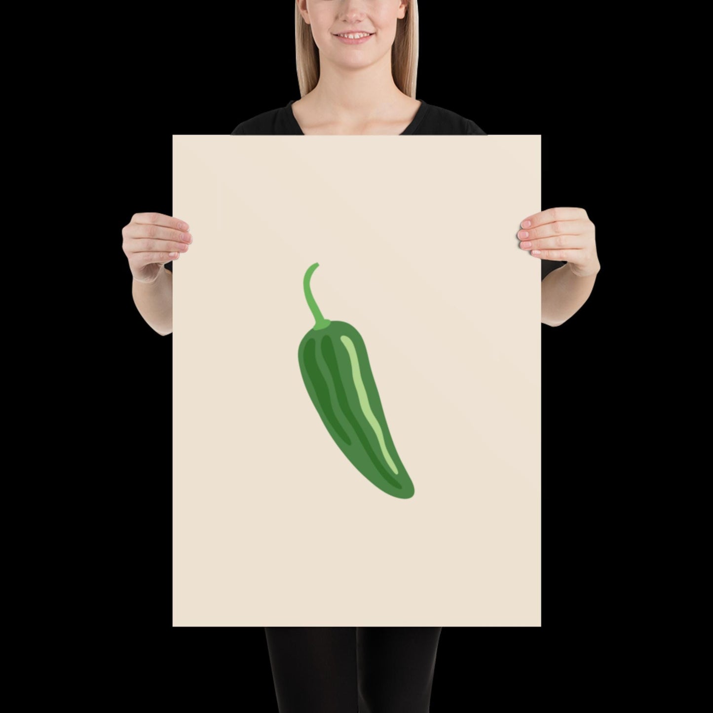 Jalapeno Chilli Pepper Spicy Margarita Beige Wall Print | Bar Cart Art | Cocktail Poster | Bold Prints | A1 A2 Physical Print | Kitchen Art