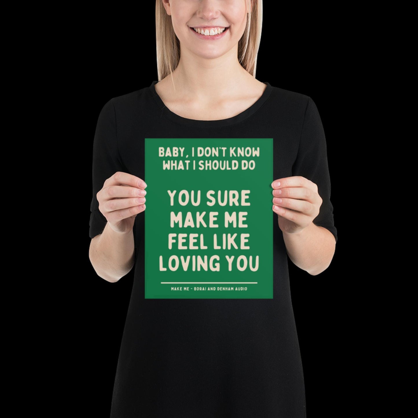 Make Me Inspired Green and Beige Print - Borai Denham Audio Ibiza Bold Typographic Colourful House Music Poster Groovy Bar Disco Funky