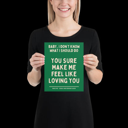 Make Me Inspired Green and Beige Print - Borai Denham Audio Ibiza Bold Typographic Colourful House Music Poster Groovy Bar Disco Funky