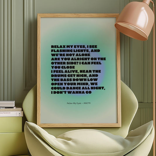 Relax My Eyes Inspired Blue Green 02 Aura Print - ANOTR Wall Art House EDM Ibiza Festival Rave Art Decor House Music Lovers Disco Ball Funky