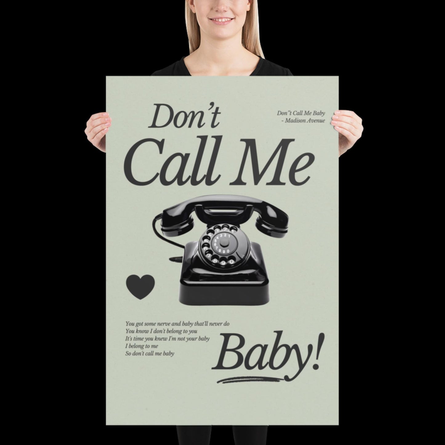 Don't Call Me Baby Print | Madison Avenue | House Music Poster | Lyric Print | Music Poster | Wall Art | House Music | Wall Decor | DJ Ibiza