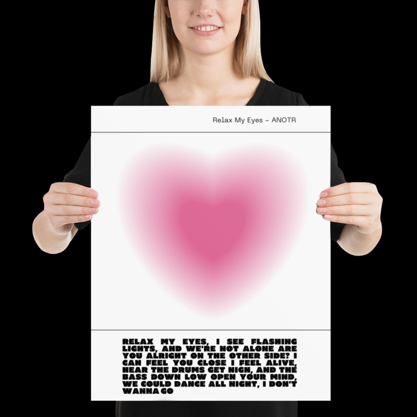 Relax My Eyes Inspired Pink Heart Aura Print - ANOTR Wall Art House EDM Ibiza Festival Rave Art Decor House Music Lovers Disco Ball Funky