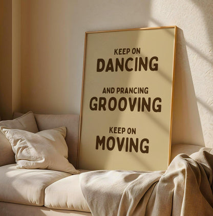 Music is The Answer Typographic Beige/Gold Wall Print - Ibiza Art Bold Typographic Colourful House Music Poster Groovy Bar Disco Funky