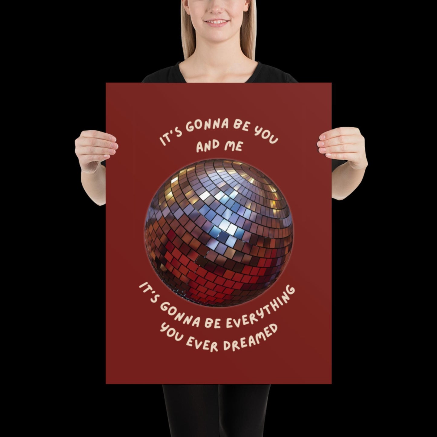 You and Me Red Disco Ball Wall Print - Ibiza Colourful Funny Cute Birthday Christmas Gift Unique Leopard Cocktail