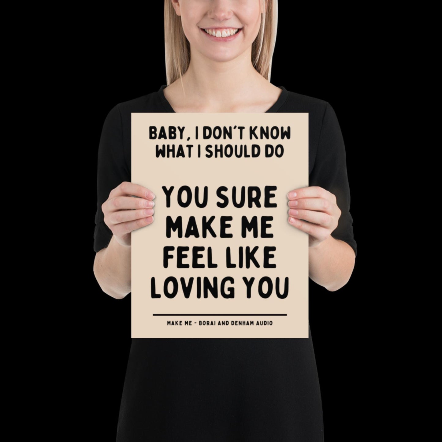 Make Me Inspired Beige and Black Print - Borai Denham Audio Ibiza Bold Typographic Colourful House Music Poster Groovy Bar Disco Funky