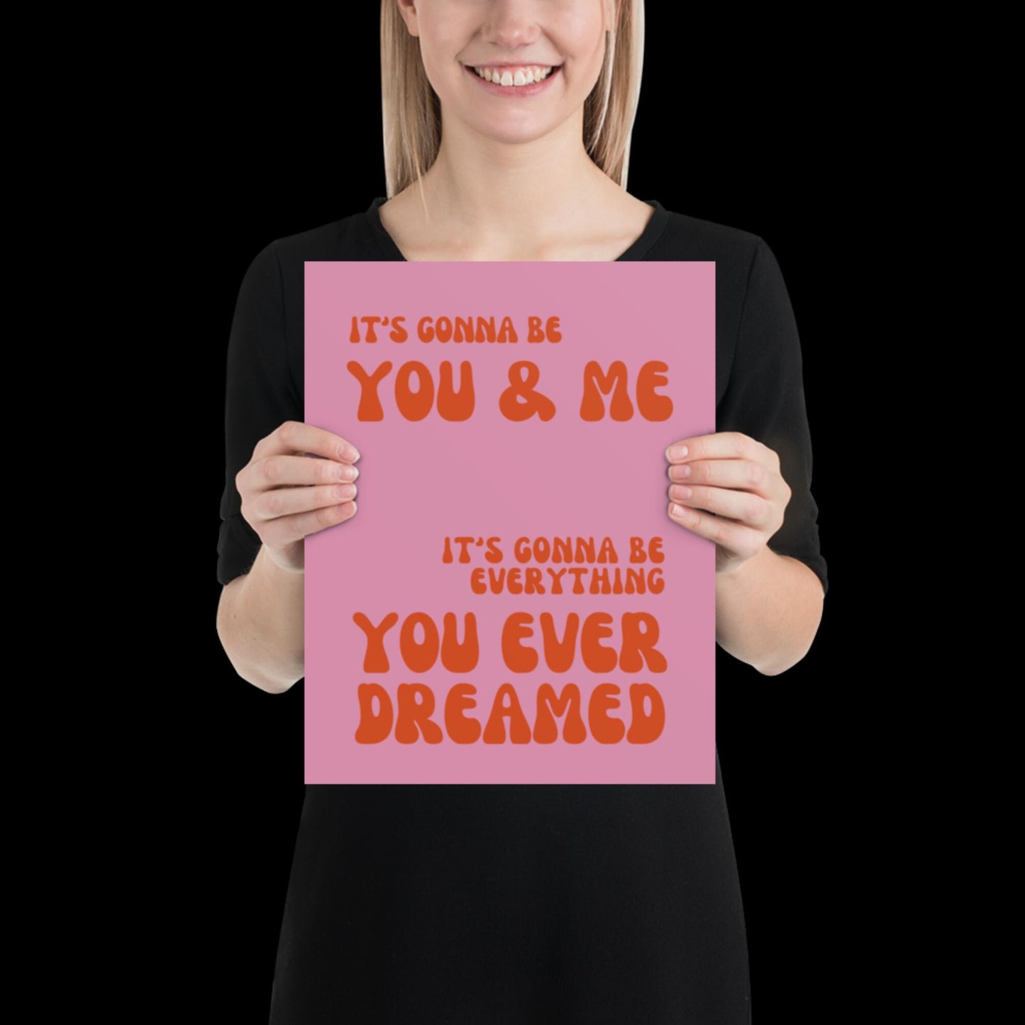 You and Me Pink Lyrics Wall Print - Ibiza Colourful Funny Cute Birthday Christmas Gift Unique Leopard Cocktail House Music