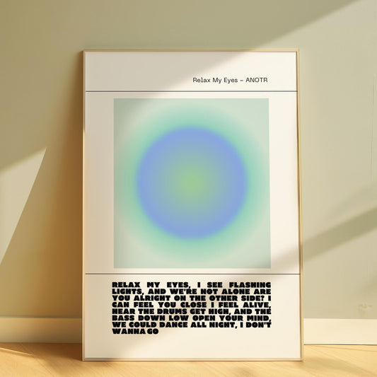 Relax My Eyes Inspired Blue Green Aura Print - ANOTR Wall Art House EDM Ibiza Festival Rave Art Decor House Music Lovers Disco Ball Funky