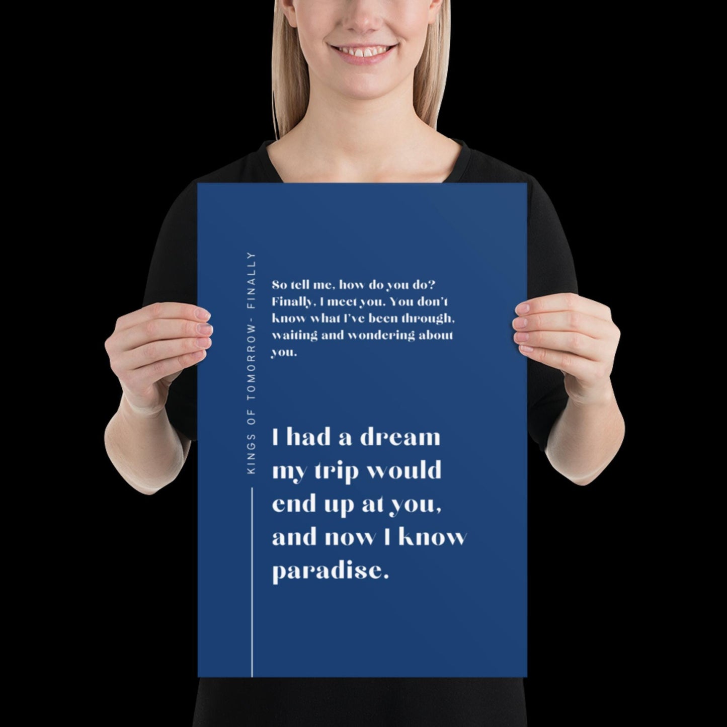 Finally Kings of Tomorrow Inspired Lyric Print Navy Blue - Ibiza Funky Disco House Music A1 A2 A3 Typographic Disco Ball