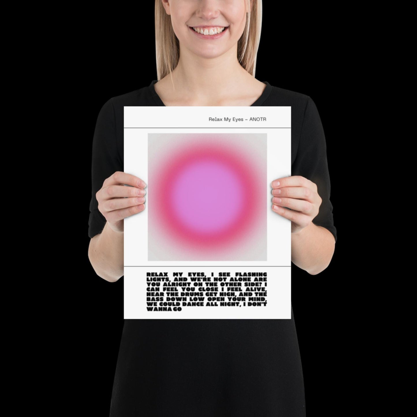 Relax My Eyes Inspired Pink Aura Print - ANOTR Wall Art for House EDM Ibiza Festival Rave Art Decor House Music Lovers Disco Ball Funky