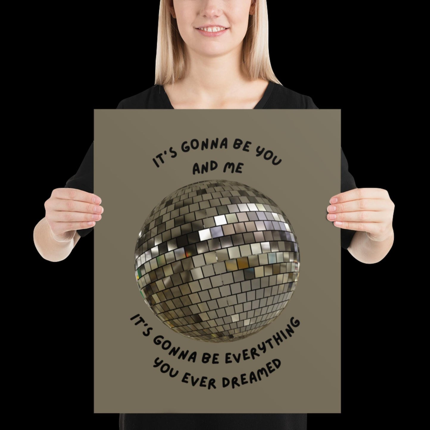 You and Me Silver Gray Disco Ball Wall Print - Ibiza Colourful Funny Cute Birthday Christmas Gift Unique Leopard Cocktail