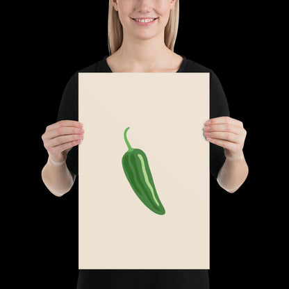 Jalapeno Chilli Pepper Spicy Margarita Beige Wall Print | Bar Cart Art | Cocktail Poster | Bold Prints | A1 A2 Physical Print | Kitchen Art