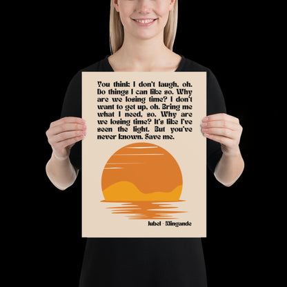 Jubel Klingande Inspired Sunset Print Beige - Song Lyric Music Poster Wall Art Typographic Lyrics Ibiza House Music Wall Decor Saxophone