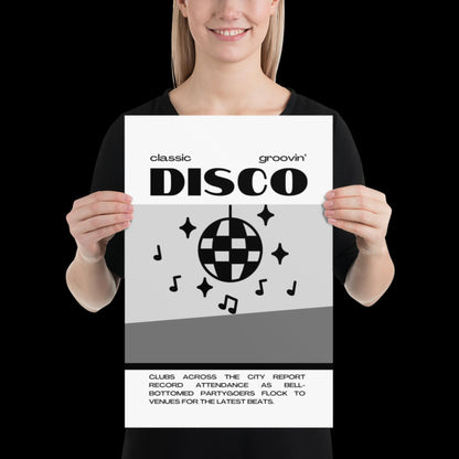 Disco Graphic Black and White Monochrome Wall Print - Ibiza Colourful Funny Cute Birthday Art Gift Unique Funky House Music Poster Lyrics