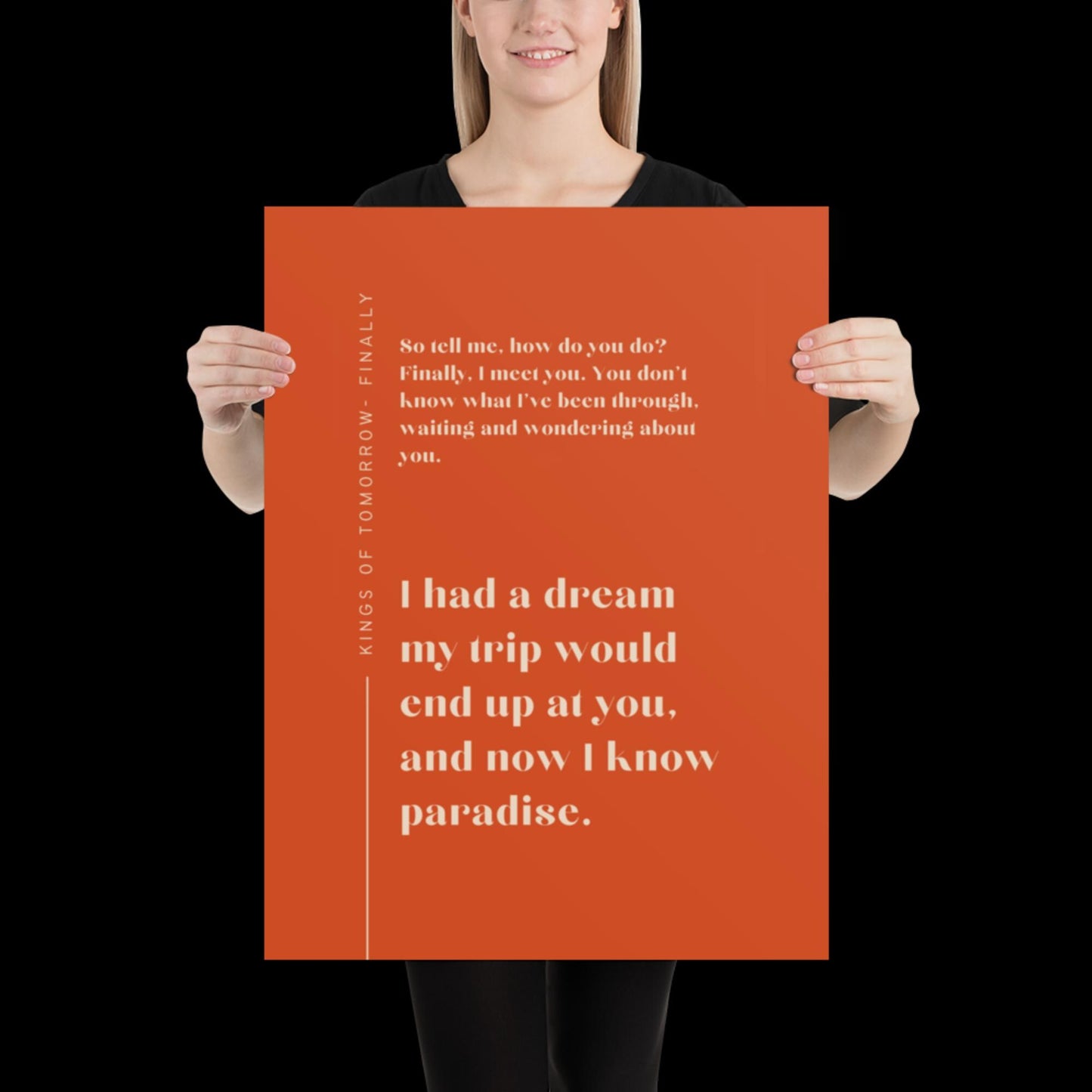 Finally Kings of Tomorrow Inspired Lyric Print Orange and Beige - Ibiza Funky Disco House Music A1 A2 A3 Typographic Disco Ball