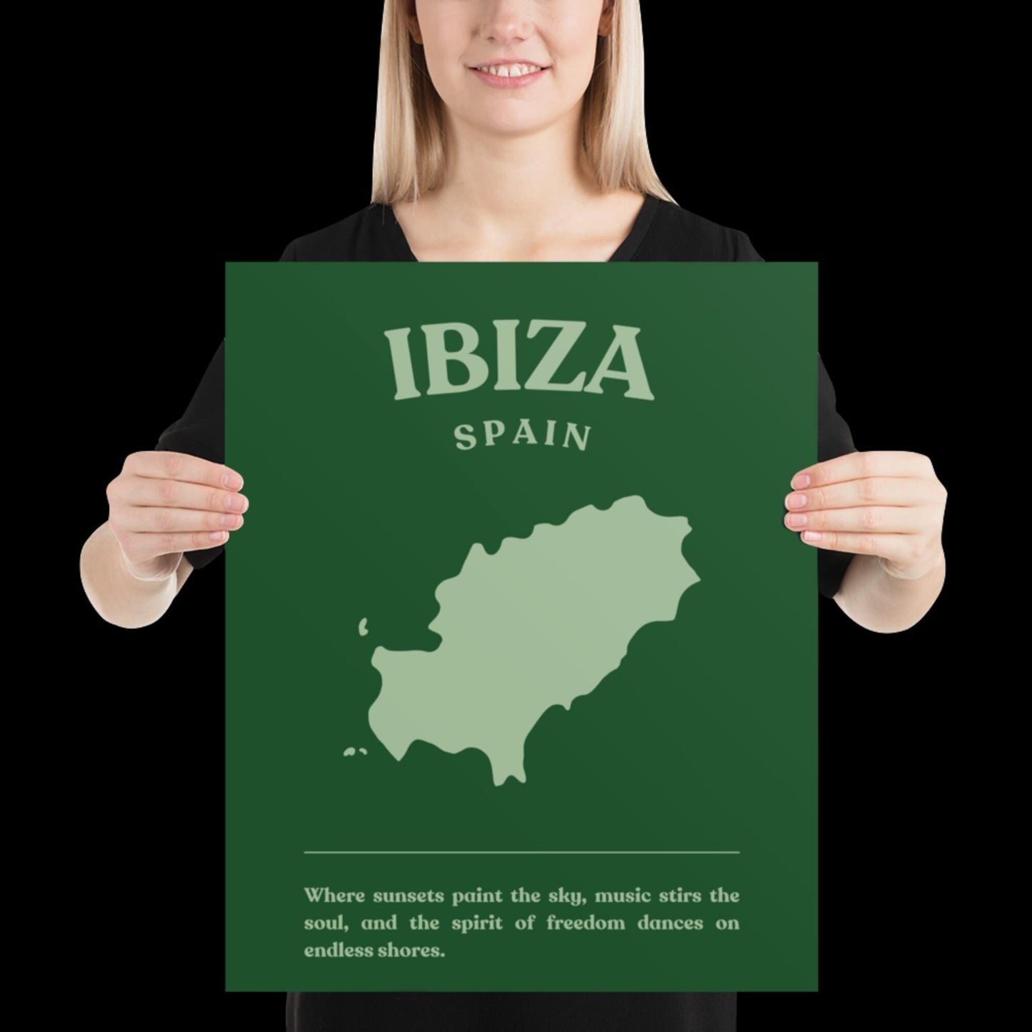Ibiza Spain Green Wall Print - Ibiza Colourful Funny Cute Birthday Christmas Gift Unique Leopard Cocktail