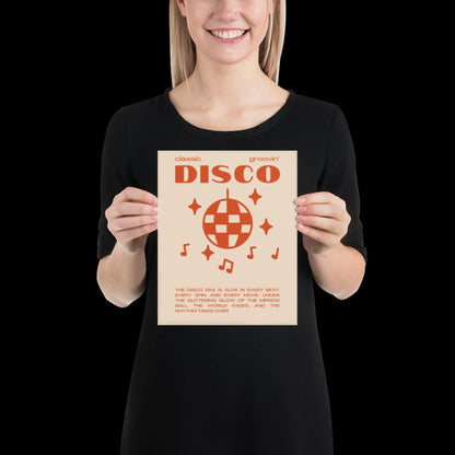 Disco Graphic Orange and Beige Monochrome Wall Print - Ibiza Colourful Funny Cute Birthday Art Gift Unique Funky House Music Poster Lyrics