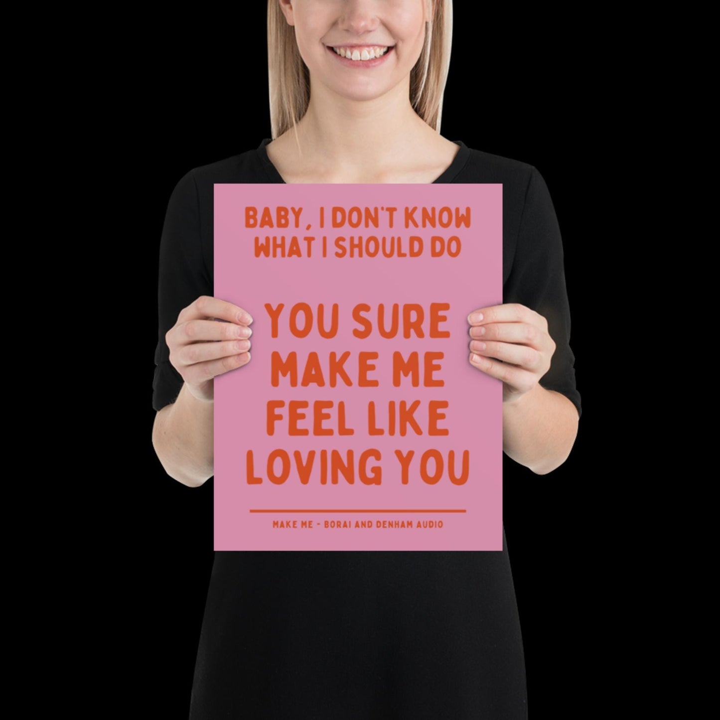 Make Me Inspired Pink and Orange Print - Borai Denham Audio Ibiza Bold Typographic Colourful House Music Poster Groovy Bar Disco Funky