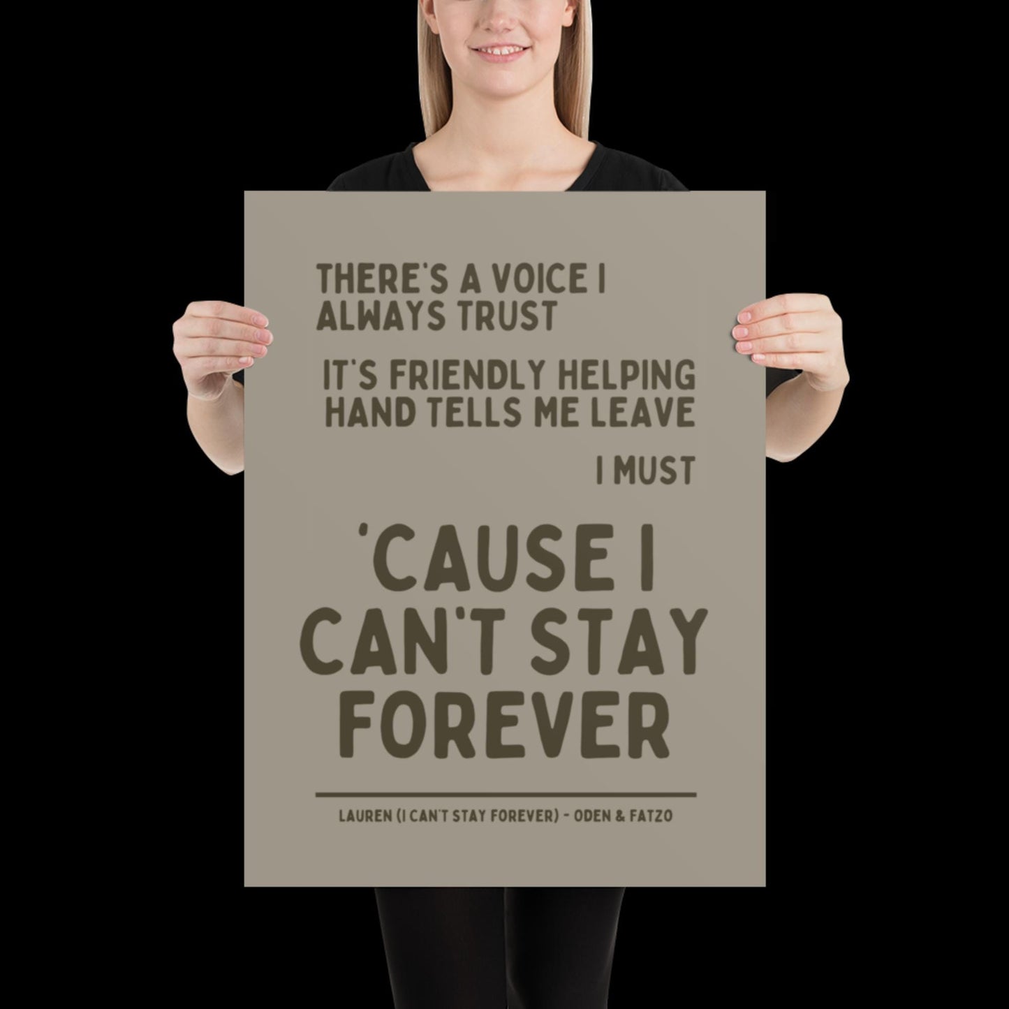 I Can't Stay Forever Beige Silver Wall Print - Ibiza Colourful Funny Cute Birthday Art Gift Unique Funky House Music Poster Lyrics