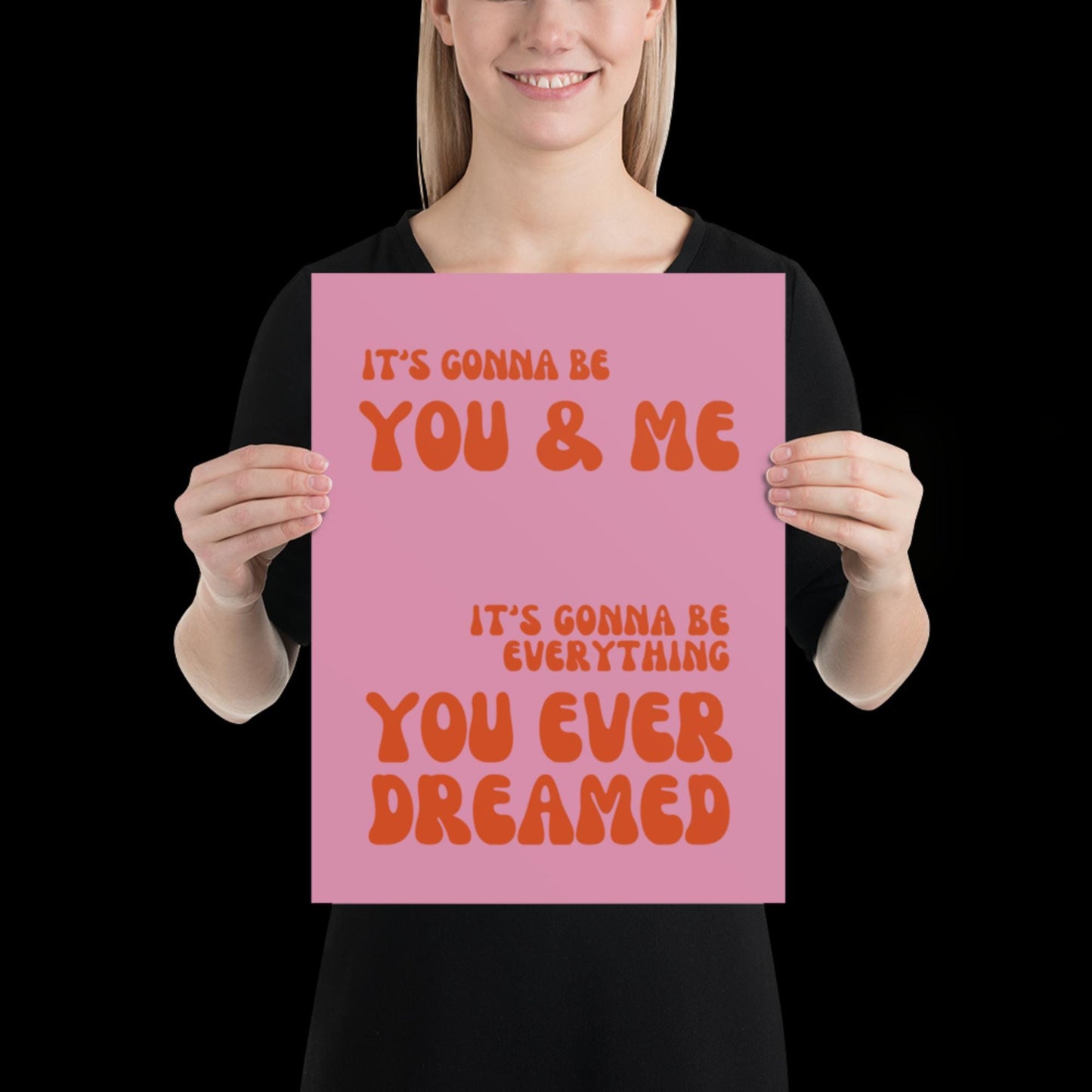 You and Me Pink Lyrics Wall Print - Ibiza Colourful Funny Cute Birthday Christmas Gift Unique Leopard Cocktail House Music
