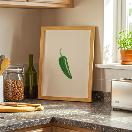 Jalapeno Chilli Pepper Spicy Margarita Beige Wall Print | Bar Cart Art | Cocktail Poster | Bold Prints | A1 A2 Physical Print | Kitchen Art