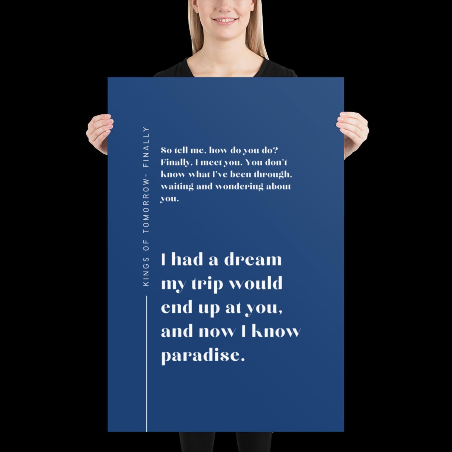 Finally Kings of Tomorrow Inspired Lyric Print Navy Blue - Ibiza Funky Disco House Music A1 A2 A3 Typographic Disco Ball
