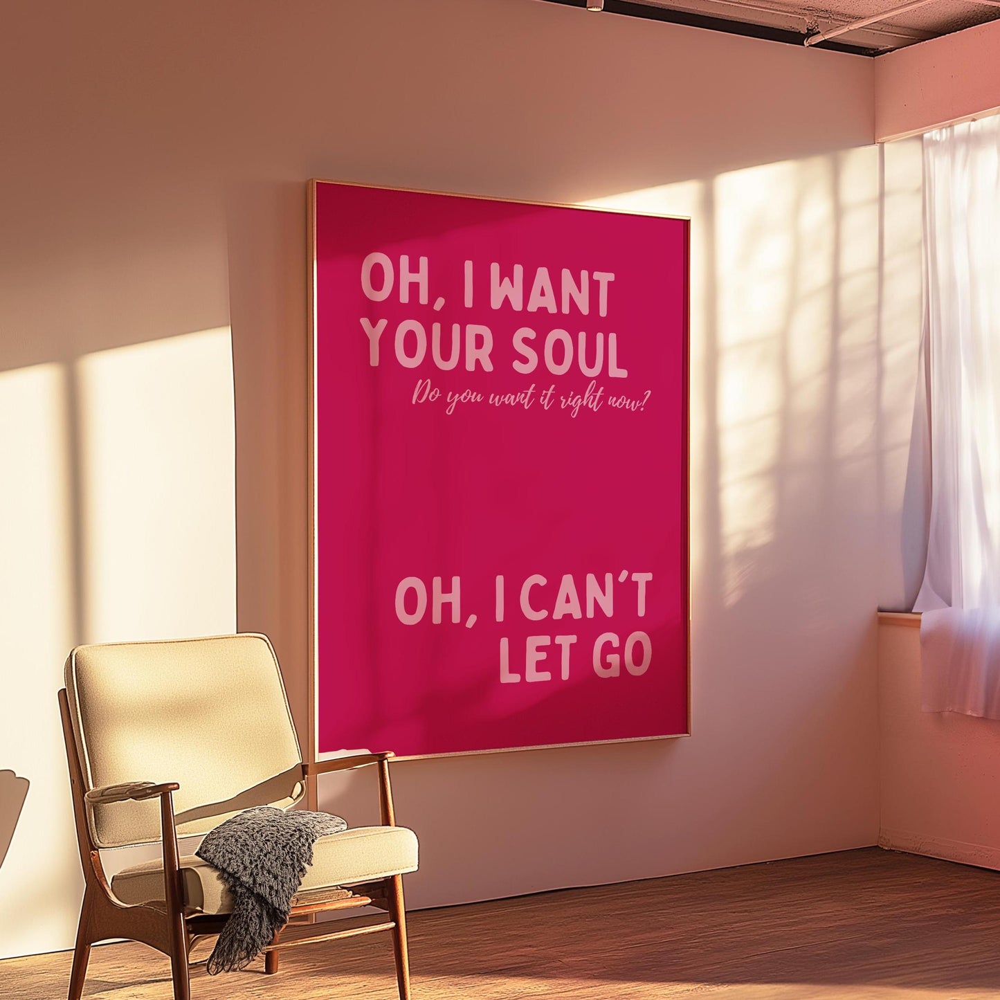 I Want Your Soul Inspired Armand Van Helden Pink Print - Ibiza Art Bold Typographic Colourful House Music Poster Groovy Bar Disco Funky