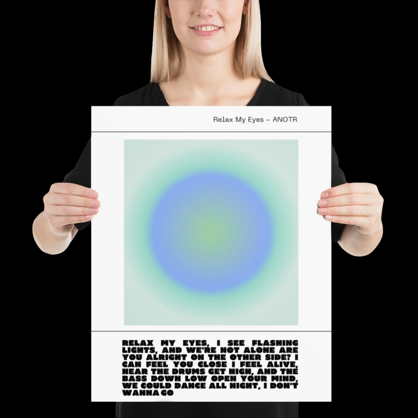 Relax My Eyes Inspired Blue Green Aura Print - ANOTR Wall Art House EDM Ibiza Festival Rave Art Decor House Music Lovers Disco Ball Funky
