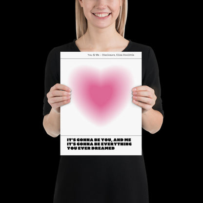 You and Me Pink Heart Aura Print - Disclosure Wall Art for House EDM Ibiza Festival Rave Art Decor House Music Disco Ball Funky