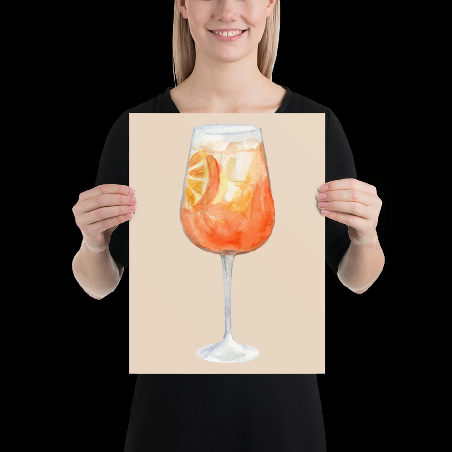Watercolour Aperol Orange Cocktail Wall Print - Fruit Ibiza Colourful Funny Cute Birthday Christmas Gift Unique Printed Cowboy Leopard