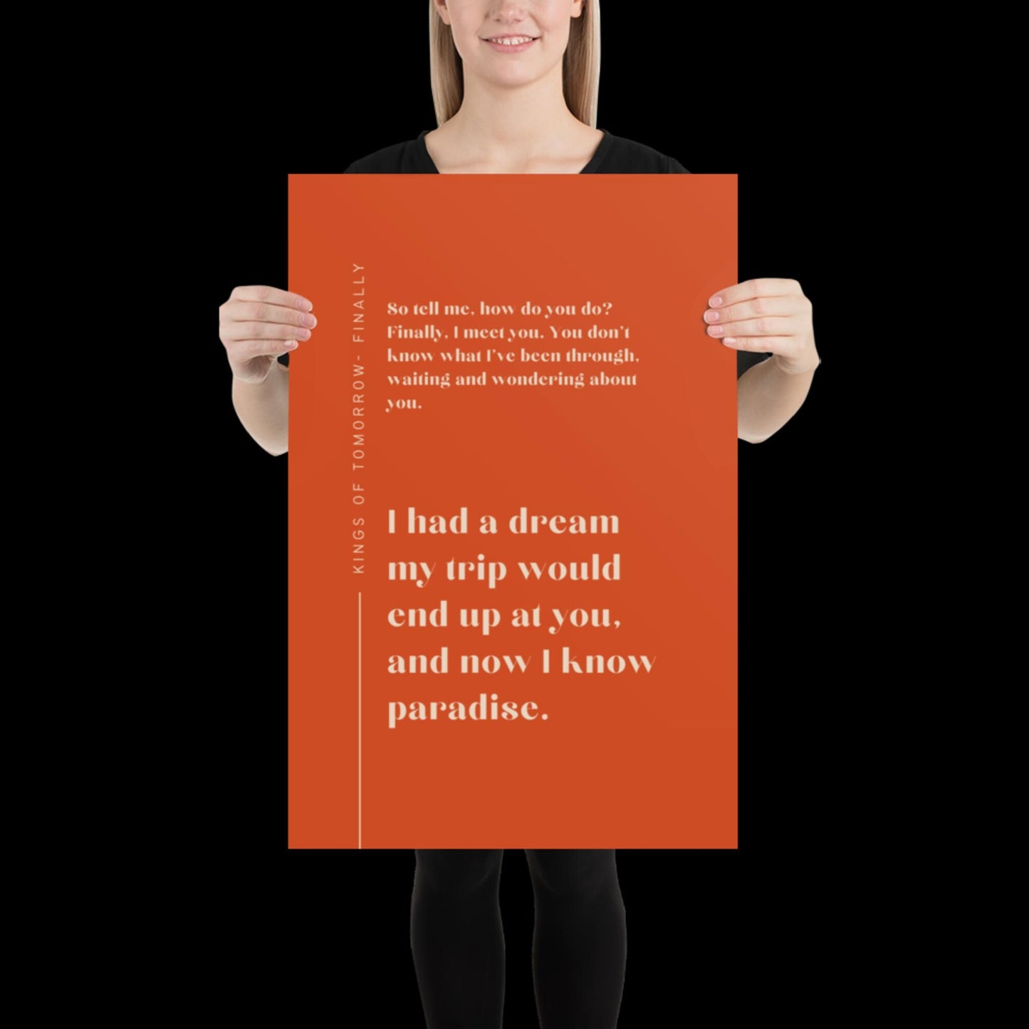 Finally Kings of Tomorrow Inspired Lyric Print Orange and Beige - Ibiza Funky Disco House Music A1 A2 A3 Typographic Disco Ball