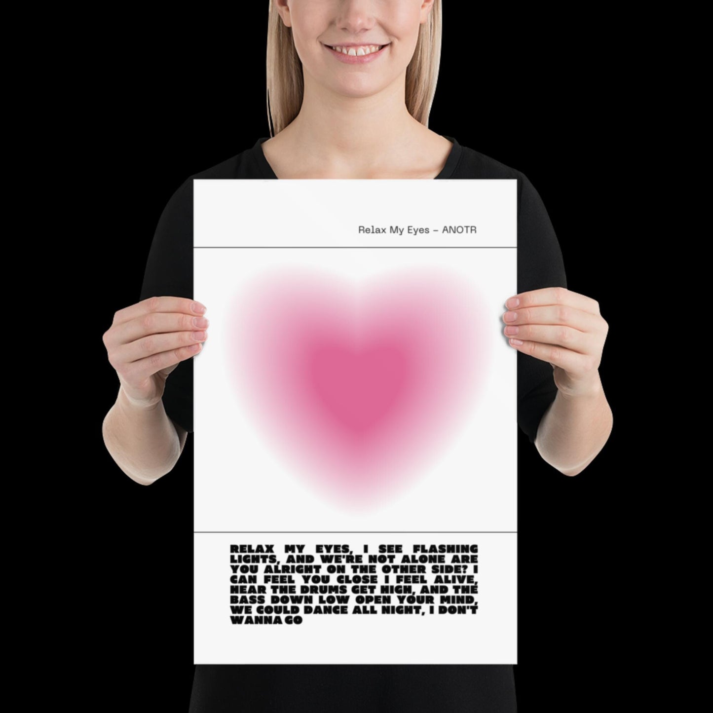 Relax My Eyes Inspired Pink Heart Aura Print - ANOTR Wall Art House EDM Ibiza Festival Rave Art Decor House Music Lovers Disco Ball Funky