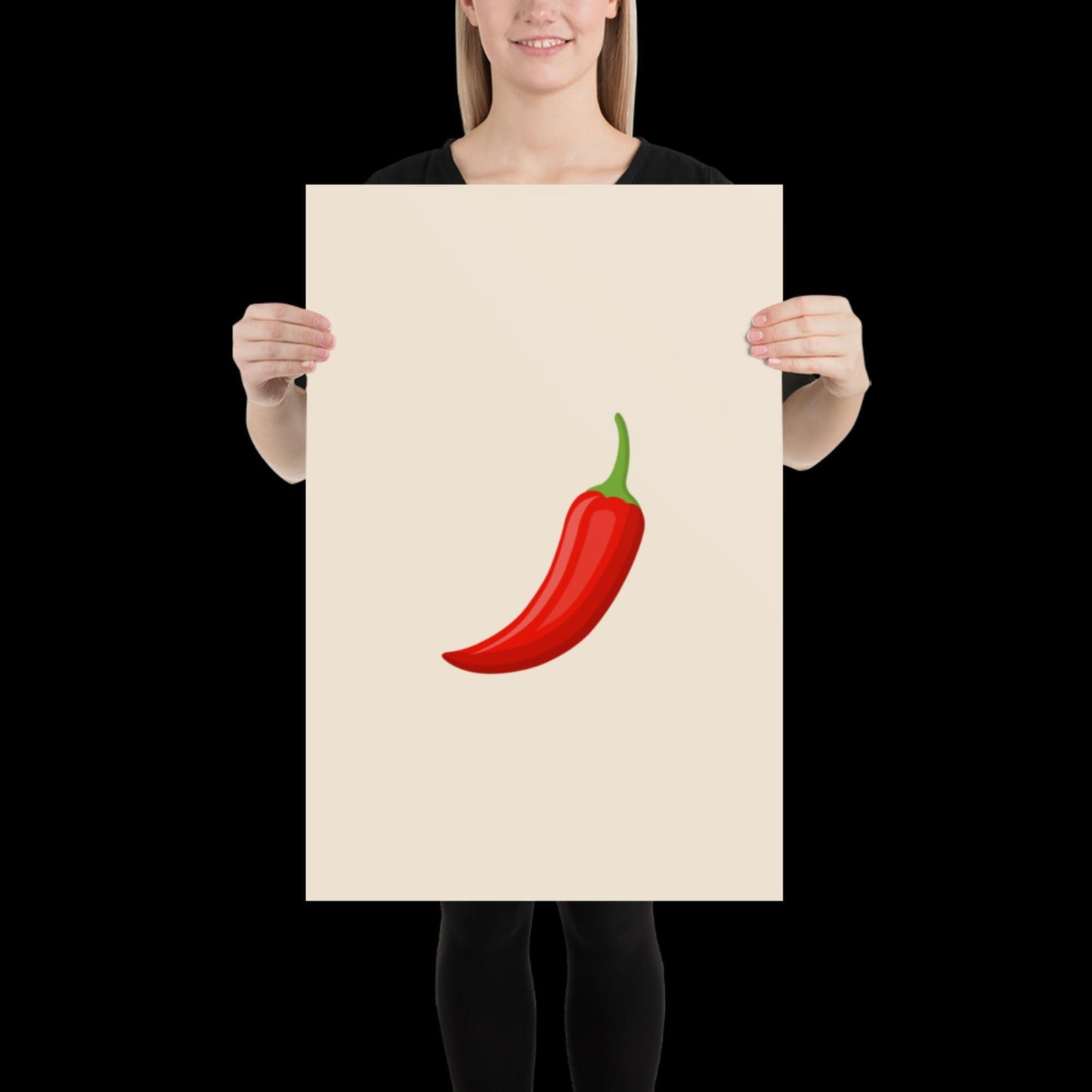 Red Chilli Pepper Spicy Margarita Beige Wall Print | Bar Cart Art | Cocktail Poster | Bold | A1 A2 Physical Print | Modern Kitchen Art