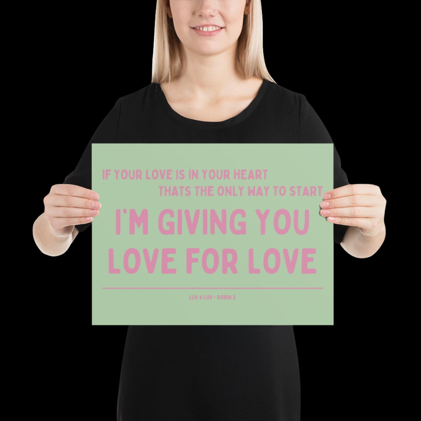 Love for Love (Luv for Luv) Robin S Lyric Print - Green and Pink - Disco Music Poster Wall Art Retro Inspired Music Bold Typographic Quote