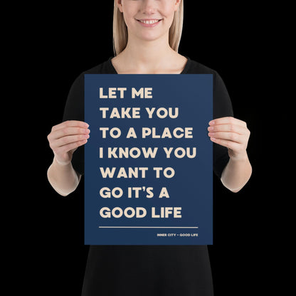 It's a Good Life Navy Blue & Beige Lyric Wall Print | Music Poster | Wall Art | A5 A4 A3 | Typographic | Lyrics | Custom Print | Wall Decor