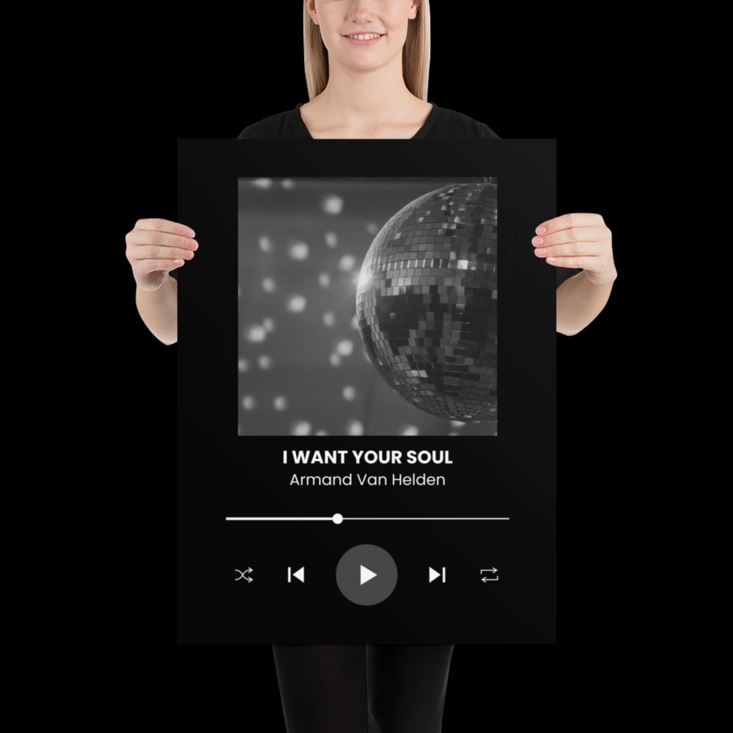 I Want Your Soul Inspired Armand Van Helden Black Print - Ibiza Art Bold Typographic Colourful House Music Poster Groovy Bar Disco Funky