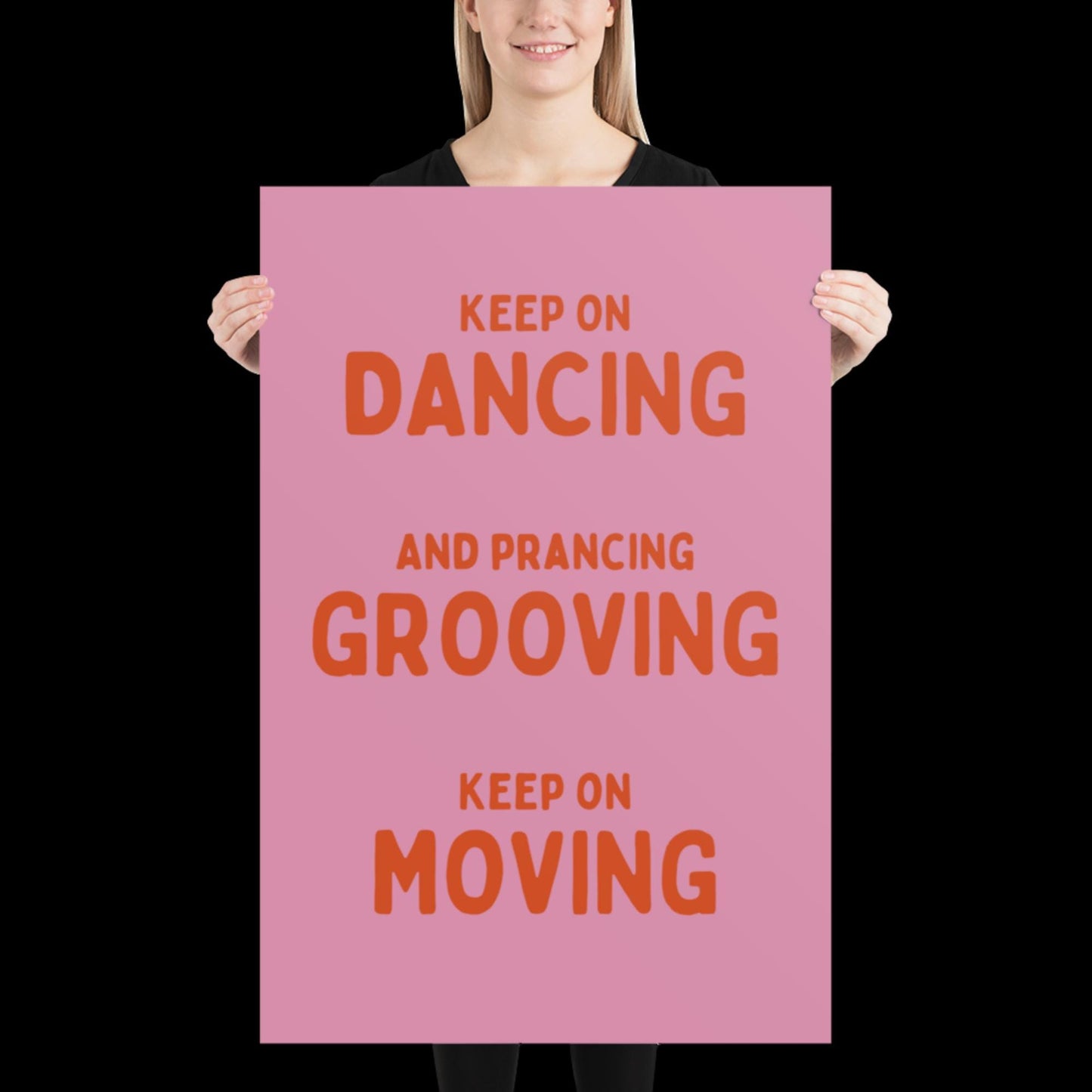Music is The Answer Typographic Pink and Orange Wall Print - Ibiza Art Bold Typographic Colourful House Music Poster Groovy Bar Disco Funky
