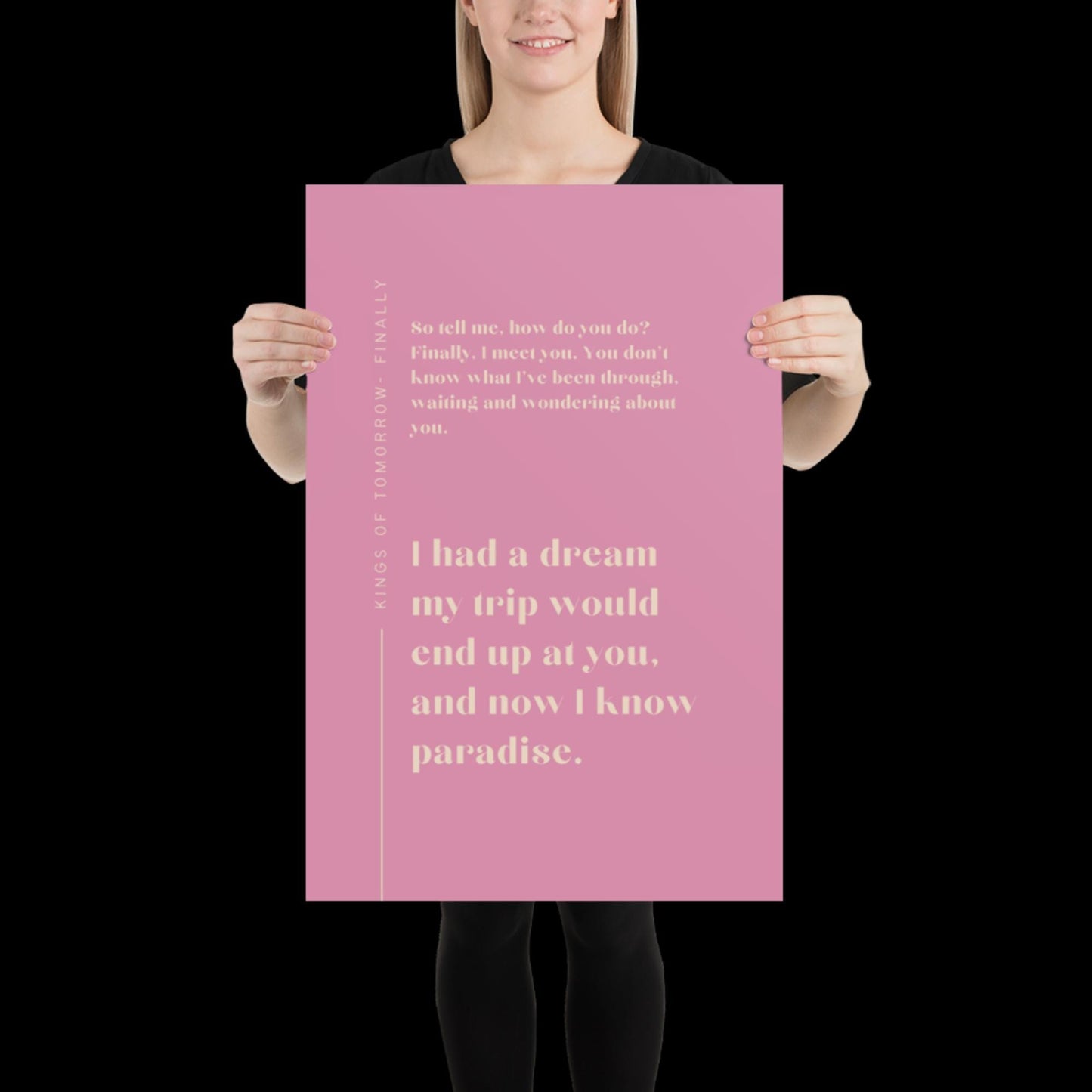 Finally Kings of Tomorrow Inspired Lyric Print Pink and Beige - Ibiza Funky Disco House Music A1 A2 A3 Typographic Disco Ball
