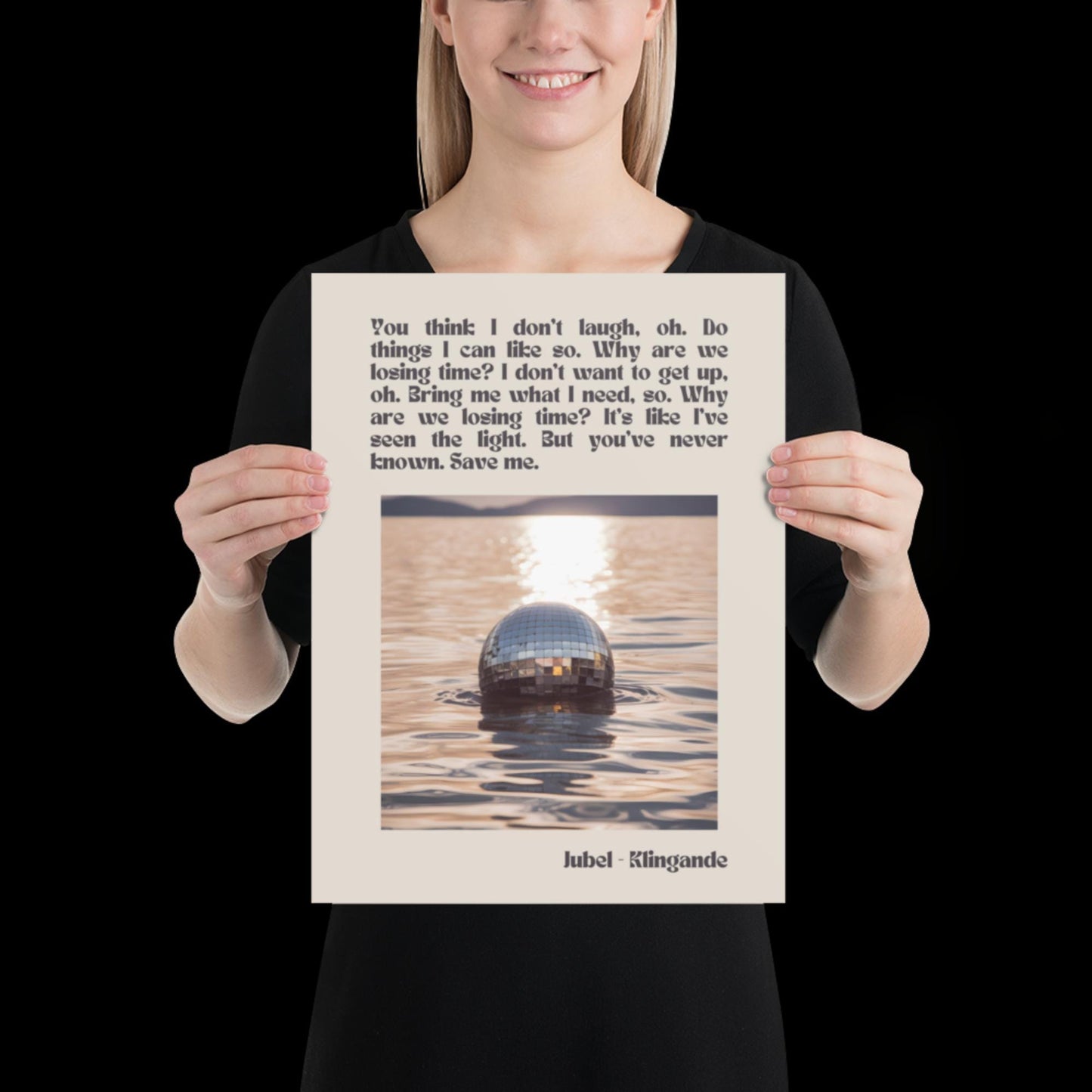 Jubel Klingande Inspired Sunset Disco Ball Print Beige - Song Lyric Music Poster Wall Art Typographic Lyrics Ibiza House Music Wall Decor