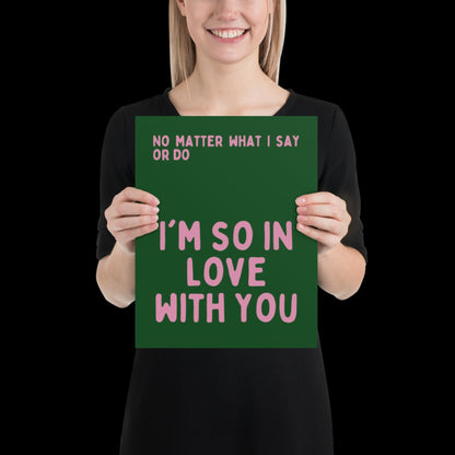 I'm So In Love With You Green and Pink Wall Print - Ibiza Colourful Funny Cute Birthday Art Gift Unique Funky House Music Poster Lyrics