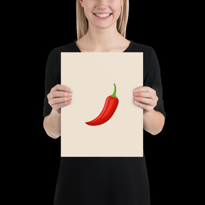 Red Chilli Pepper Spicy Margarita Beige Wall Print | Bar Cart Art | Cocktail Poster | Bold | A1 A2 Physical Print | Modern Kitchen Art