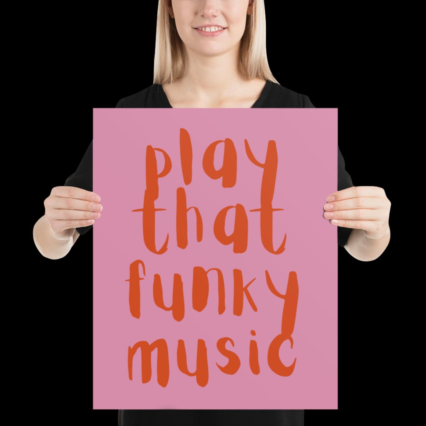 Play That Funky Music Pink and Orange - Print House Music Music Poster Wall Art Typographic Wall Decor Lyric Retro Funky Ibiza Groovy