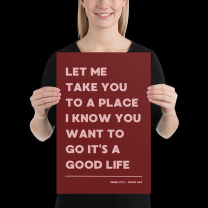 It's a Good Life Red Lyric Wall Print | Music Poster | Wall Art | A5 A4 A3 | Typographic | Lyrics | Custom Print | Wall Decor