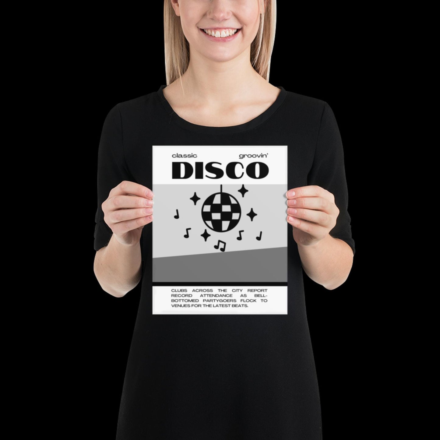 Disco Graphic Black and White Monochrome Wall Print - Ibiza Colourful Funny Cute Birthday Art Gift Unique Funky House Music Poster Lyrics