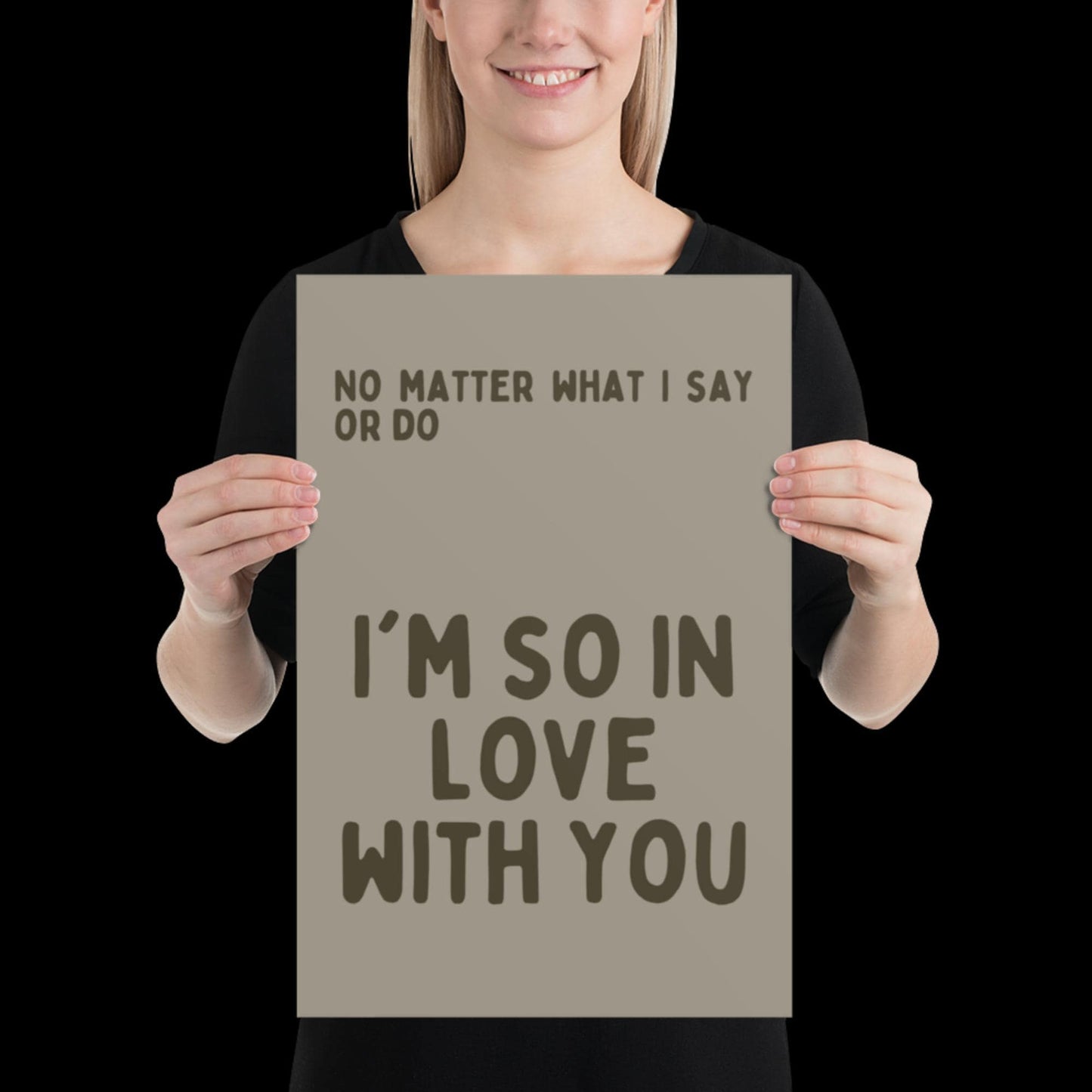 I'm So In Love With You Khaki Grey Wall Print - Ibiza Colourful Funny Cute Birthday Art Gift Unique Funky House Music Poster Lyrics