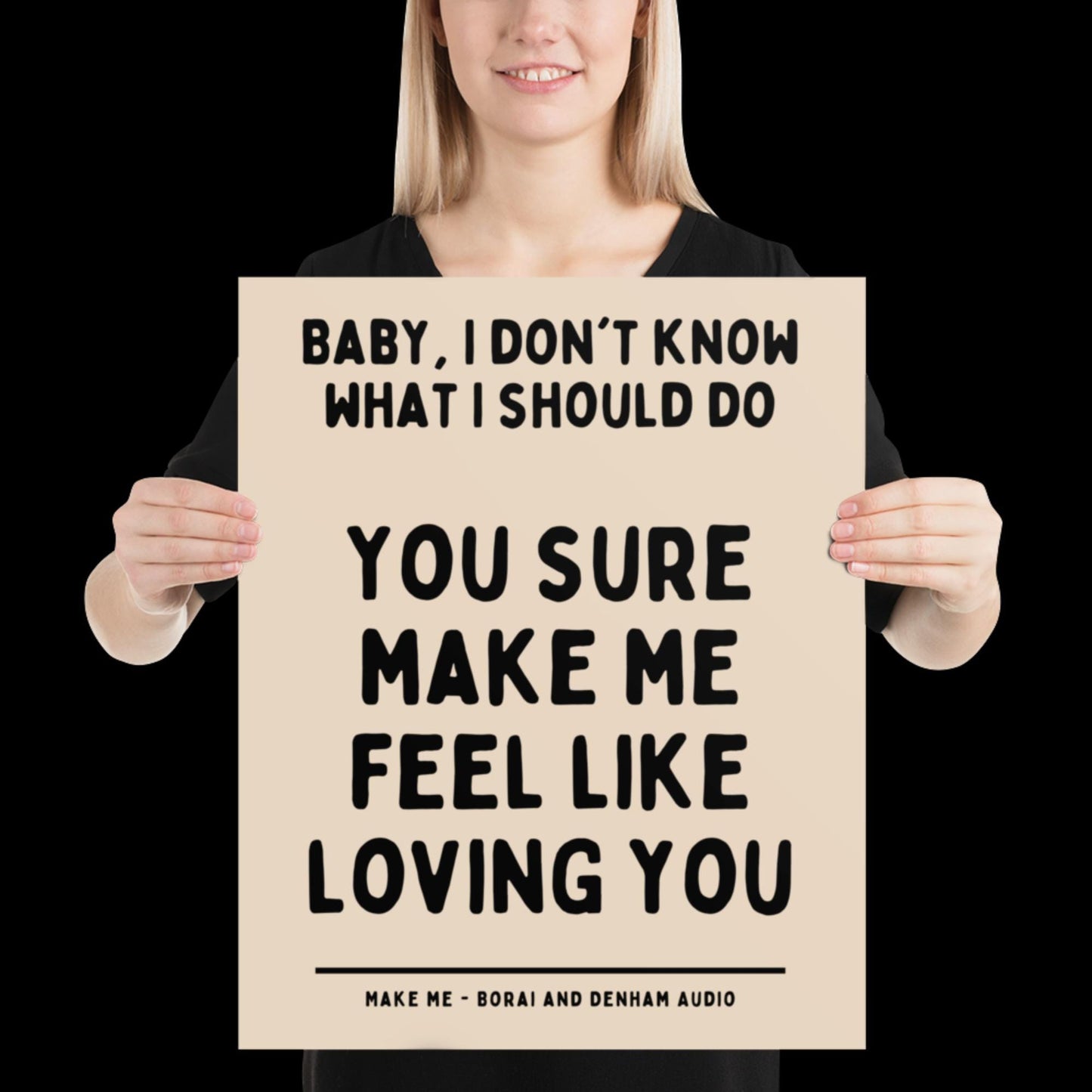Make Me Inspired Beige and Black Print - Borai Denham Audio Ibiza Bold Typographic Colourful House Music Poster Groovy Bar Disco Funky