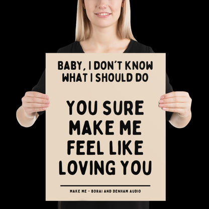 Make Me Inspired Beige and Black Print - Borai Denham Audio Ibiza Bold Typographic Colourful House Music Poster Groovy Bar Disco Funky