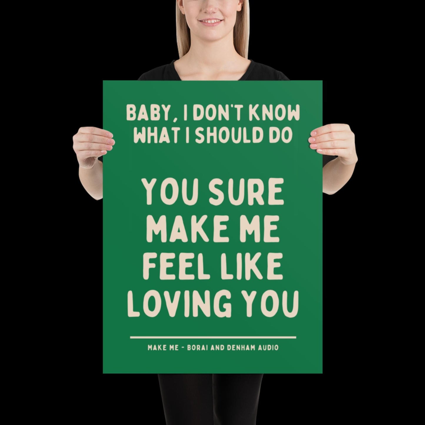 Make Me Inspired Green and Beige Print - Borai Denham Audio Ibiza Bold Typographic Colourful House Music Poster Groovy Bar Disco Funky