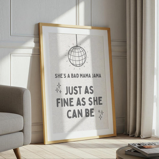She's a Bad Mama Jama Carl Carlton Lyric Print | House Music Poster | Quote Print | Typographic | Disco Decor | Disco Ball Wall Print | Gift