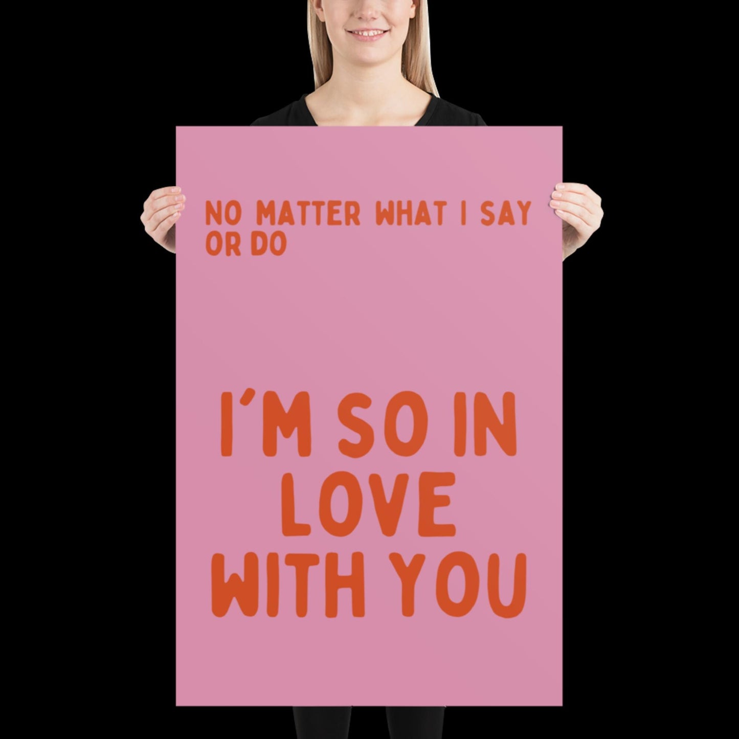 I'm So In Love With You Pink and Orange Wall Print - Ibiza Colourful Funny Cute Birthday Art Gift Unique Funky House Music Poster Lyrics